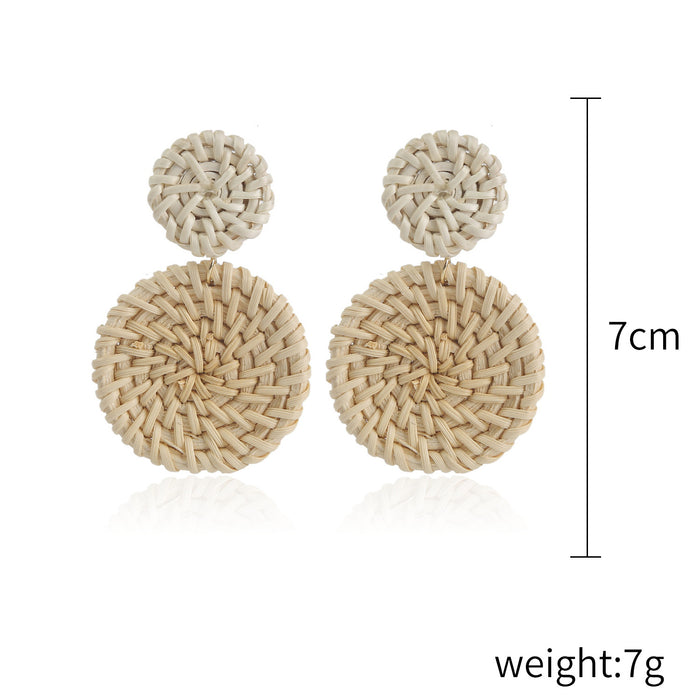 Wholesale Wooden Bohemian Rattan Earrings JDC-ES-ManY053