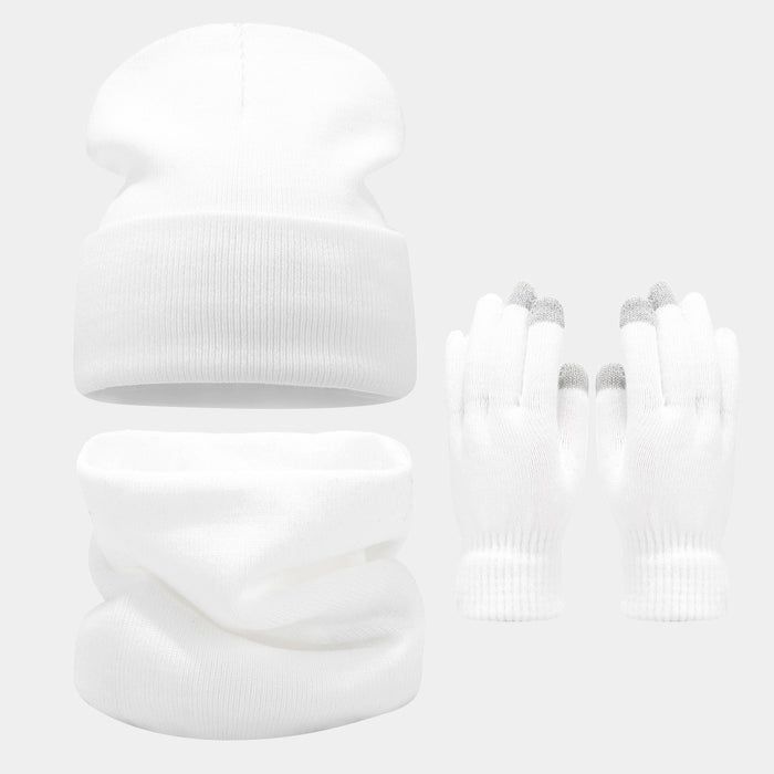 Wholesale circumference solid color hat f gloves three-piece set