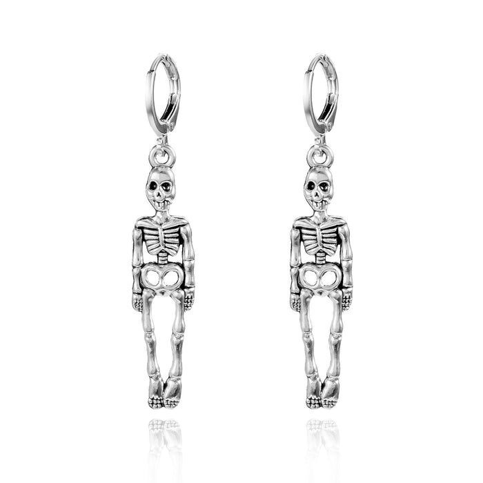 Wholesale Exaggerated Skull Earrings  Gift Creative Funny Long Skull Tassel Earrings