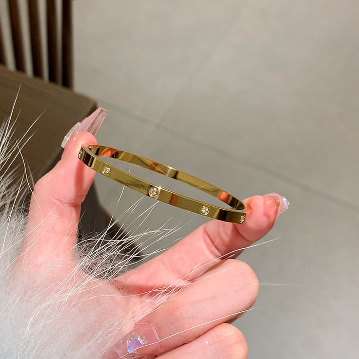 Wholesale Diamond titanium steel bracelet, high-end sensory ring bracelet, silver bracelet, light luxury niche bracelet, zircon jewelry