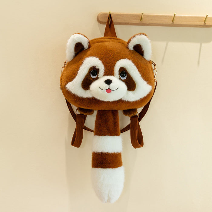 Wholesale Cute little raccoon plush toy backpack children' s bag doll