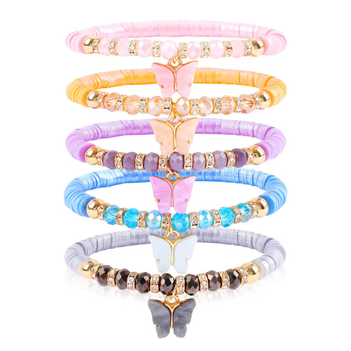 Wholesale Butterfly Pendant Soft y Bracelet suit Women Bohemian Partition Flower Macaron Colorful Soft y Bracelet