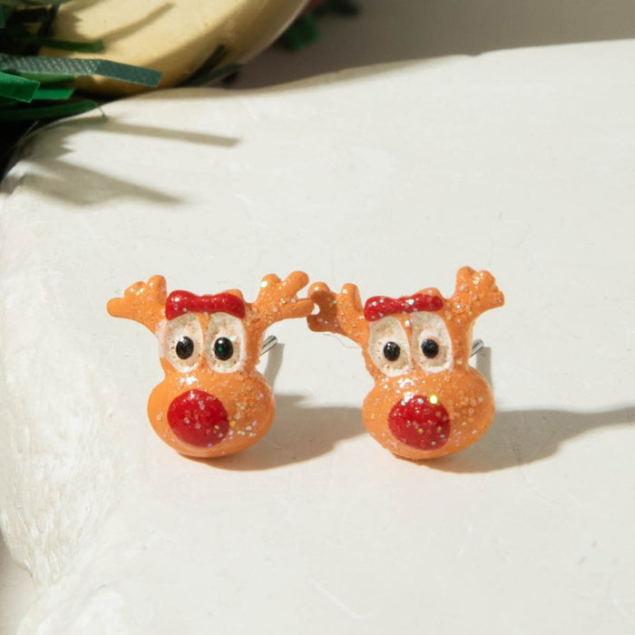 Wholesale Electroplated Resin Christmas Stud Earrings Snowman Santa Tree Fashion Jewelry Accessory Gift MOQ≥2