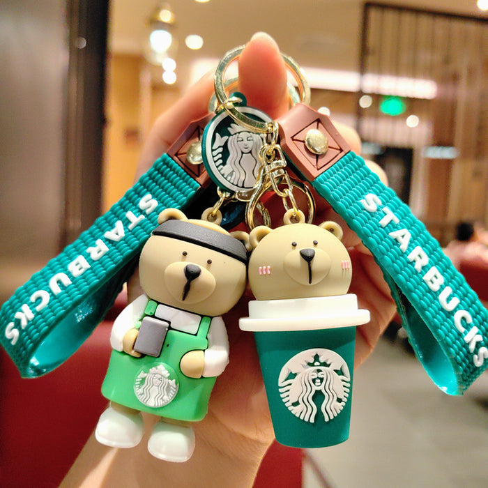 Wholesale Cute Bear Doll Car Milk Tea Cup Pendant Keychain JDC-KC-ShuoT007