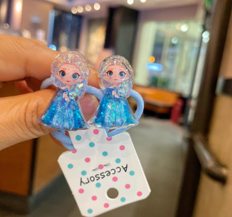 Wholesale Glittery glow-in-the-dark cute princess beaded hair tie