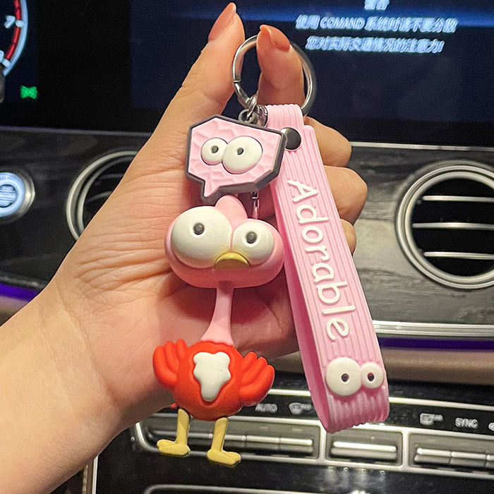 Wholesale Creative Cartoon Three-dimensional Doll Ostrich Silicone Keychain JDC-KC-BenX005