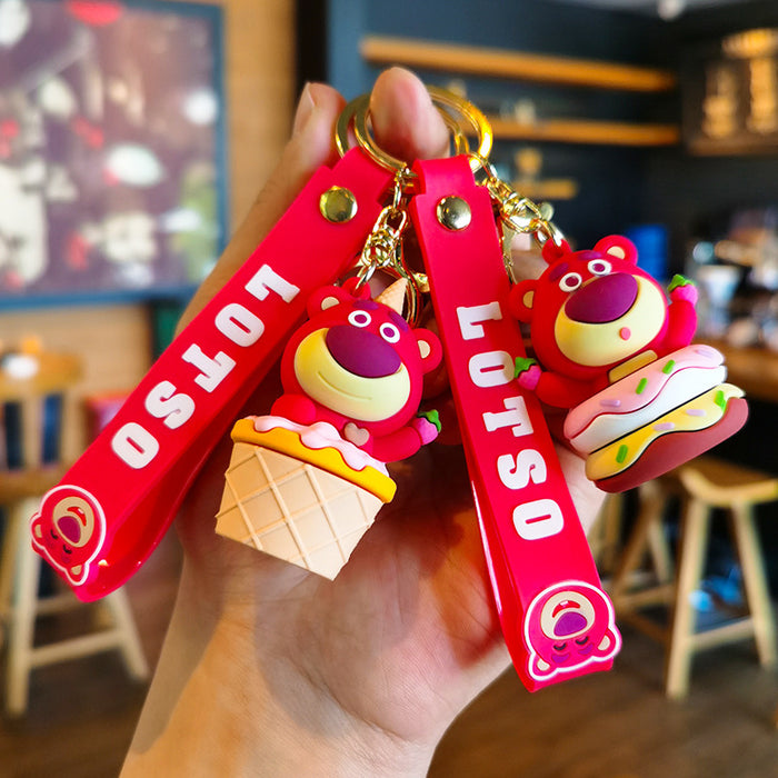 Wholesale Cartoon Strawberry 3D Doll Rubber Keychain JDC-KC-Tingm047