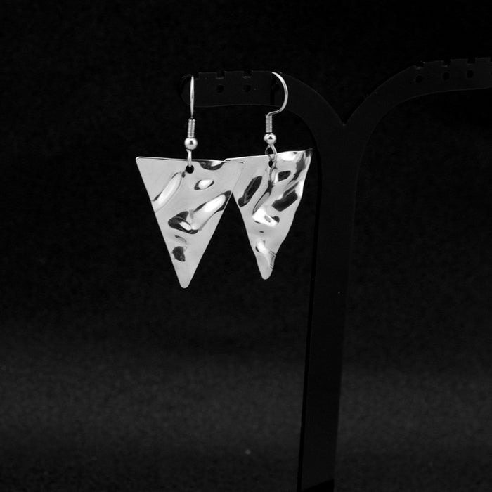 Wholesale Concave and Convex Triangular Titanium Steel Earrings JDC-ES-LvZ002