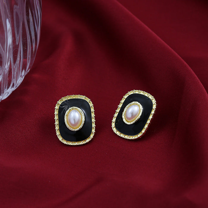 Wholesale Silver Needle Light Luxury Premium Geometric Square Pearl Earrings Fashion Charm Earrings Earrings Earrings