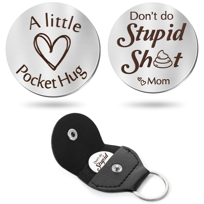 Wholesale Round leather keychain with stainless steel double-sided engraved lettering and heart shaped circular leather keychain