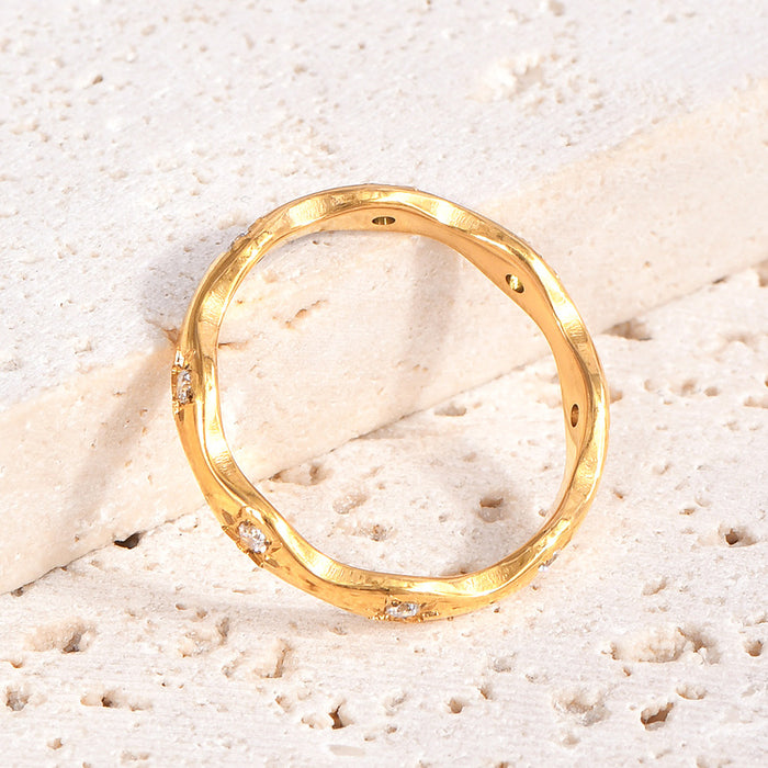 Wholesale French Style Light Luxury Exquisite Geometric Corrugated Ring