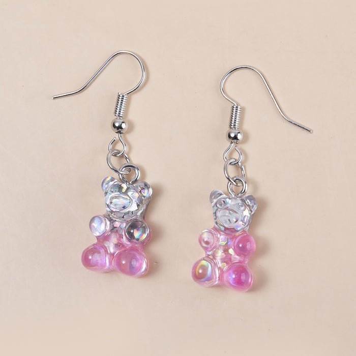 Wholesale Resin Candy Color Cartoon Bear Earrings JDC-ES-JinY002