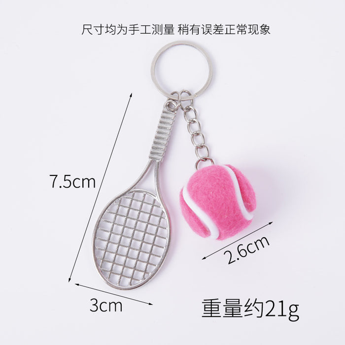 Wholesale Metal Tennis Racket Keychain Pendant Silver Blue Modern Minimalist Fashion Accessory MOQ≥2