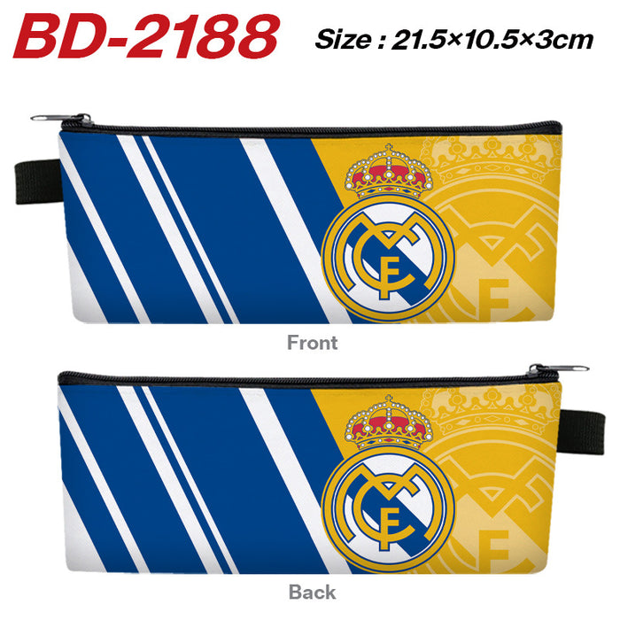 Wholesale Stylish PU Leather Zipper Pencil Pouch Cartoon Sports Team Stationery Organizer For Students Gift