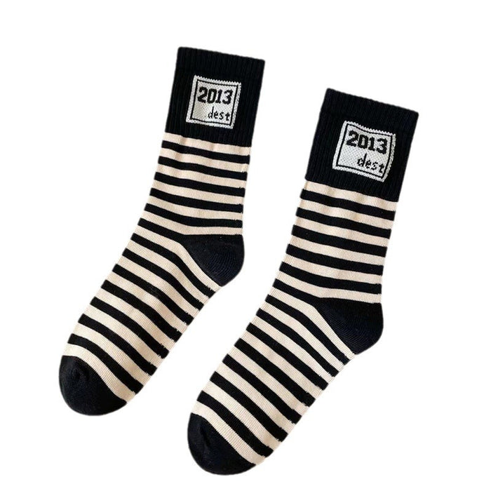 Wholesale Socks, women's mid tube socks, striped fashion, versatile, breathable long tube socks