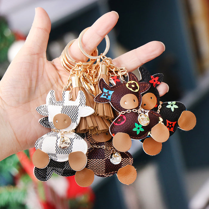 Wholesale 12PCS PU Leather Calf Keychain JDC-KC-HongT004