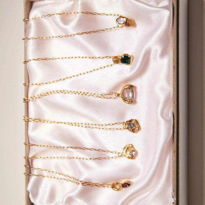 Wholesale Birthstone Zircon Pendant Necklace Clavicle Chain Gold plated