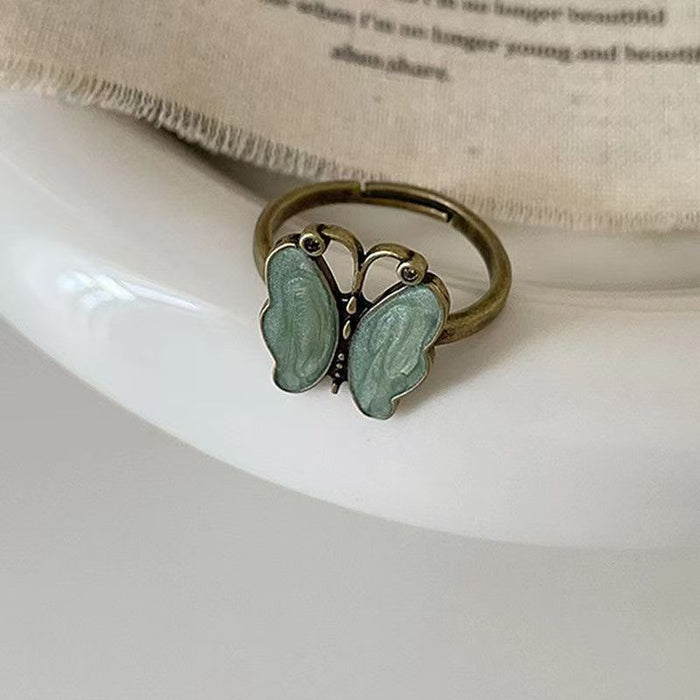 Wholesale Stacked butterfly ring, vintage and vintage style, niche flower opening ring for women