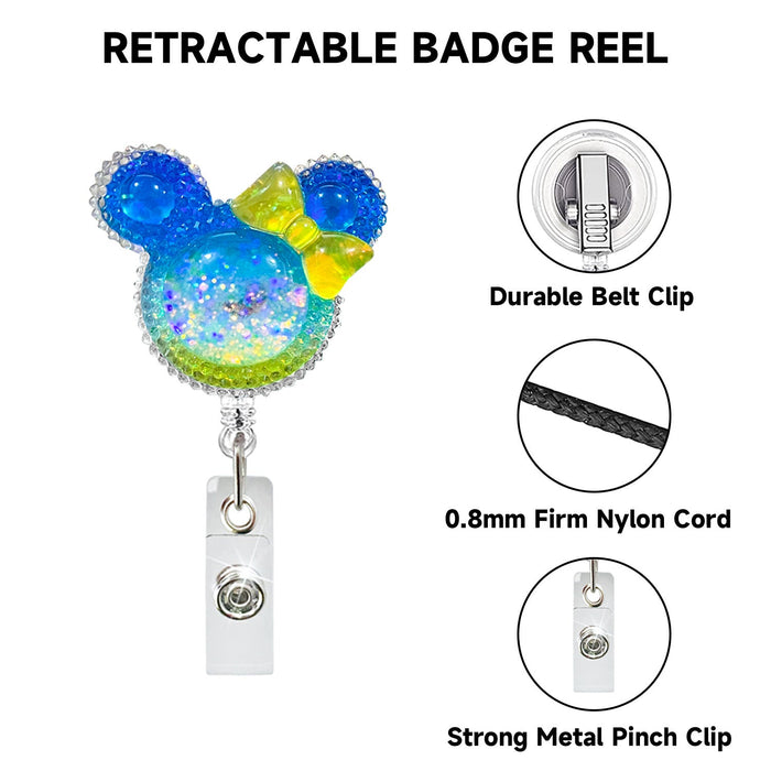 Wholesale Crystal Patch Acrylic Glitter Badge Scroll Retractable Keychain JDC-KC-QiDing018