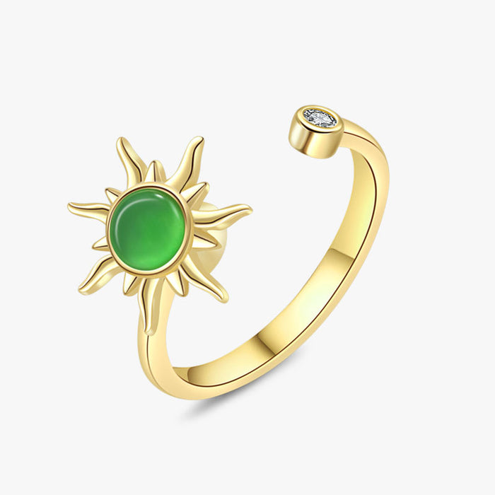 Wholesale Chic Adjustable Sunflower Ring In Gold Tone Copper Spinning Stress Relief Ring For Women Boutique Jewelry Resale