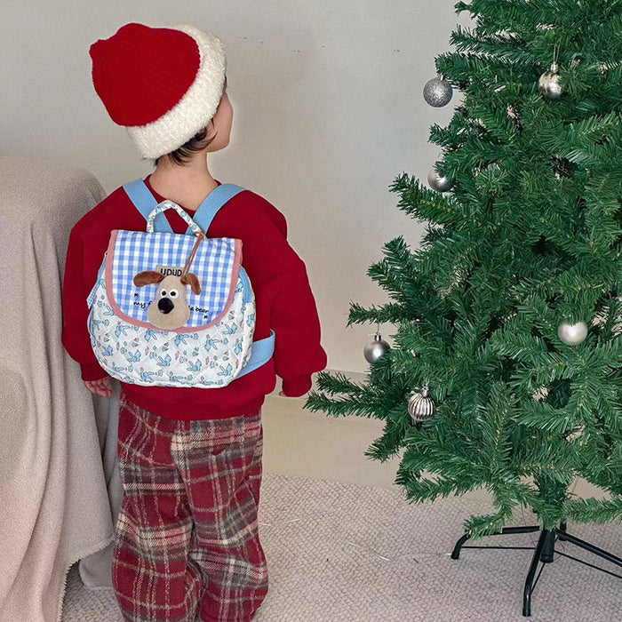 Wholesale Cute puppy plaid embroidery thread on backpack