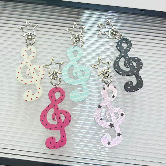 Wholesale Sweet polka dot striped star musical note keychain