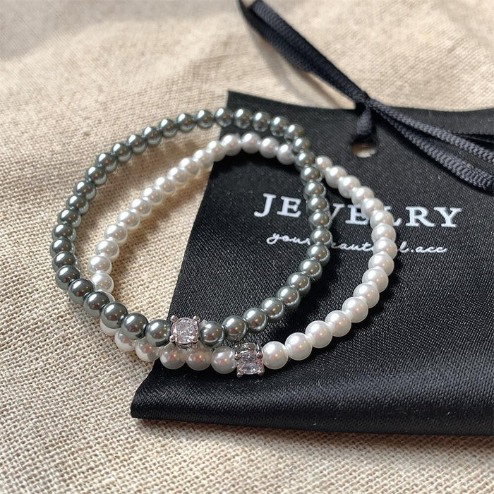 Wholesale pearl simple commuter flash bracelet easy to wear elastic bracelet female