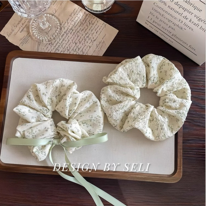 Wholesale bean paste green large hair ring cotton bow ribbon girl headdress for women