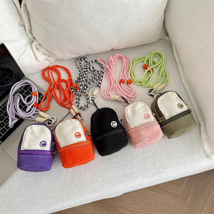 Wholesale contrast color schoolbag coin purse mini keychain pendant portable boys and girls earphone certificate storage pouch