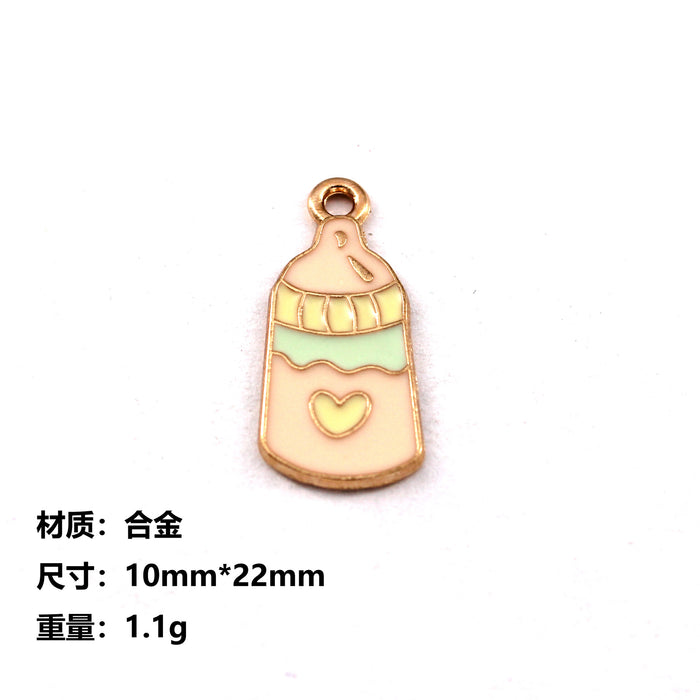 Wholesale 10pcs baby clothes baby bottle feet basketball alloy oil earrings pendant key chain pendant jewelry accessories