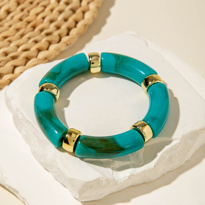 Wholesale Personalized acrylic curved tube bracelet curved bamboo tube halo retro marble bracelet