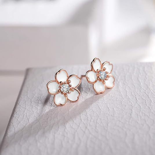 Wholesale Cute Multi-color Cherry Blossom Flower Earrings JDC-ES-Hanyi008