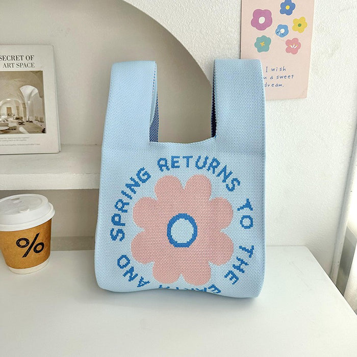 Wholesale Crossbody bag, small bag, versatile cartoon knitted handbag, woven handbag, large capacity shoulder bag