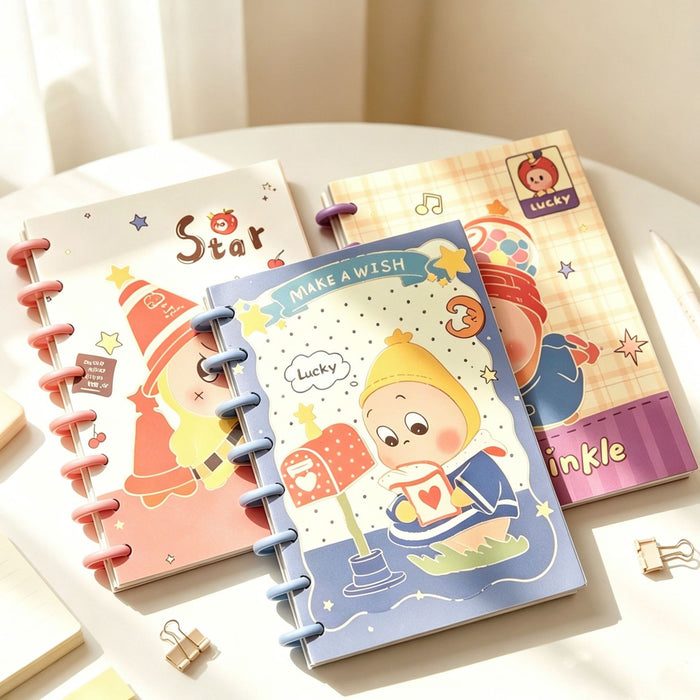 Wholesale A5 Cartoon Mushroom Button Notebook With Star Design Cute Student Journal For School Season Gift