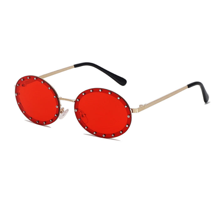 Wholesale Metal Frame PC Oval Diamond Sunglasses JDC-SG-ZS001