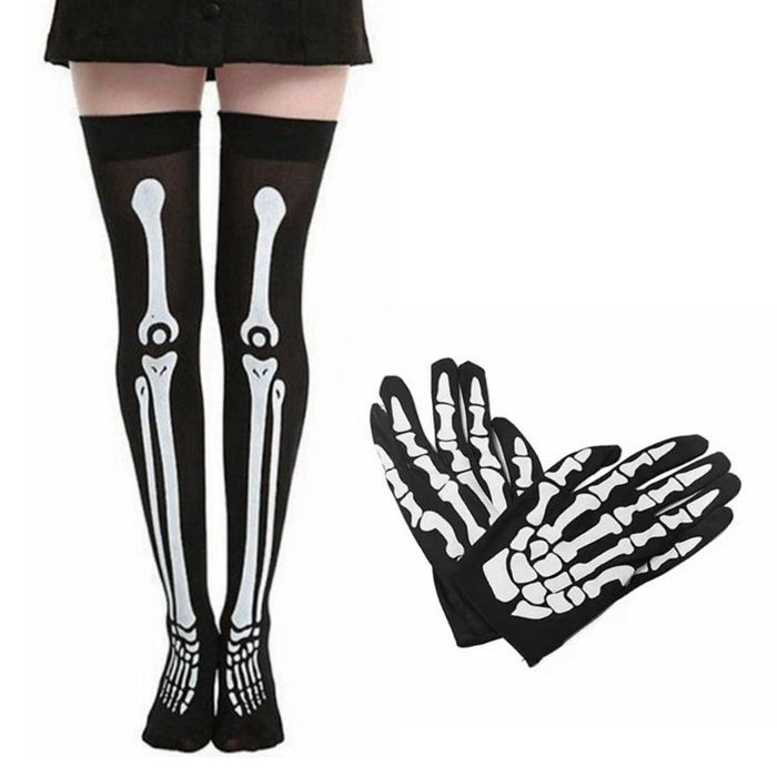 Wholesale Halloween Skeleton Masquerade Horror Night Cloth Socks Gloves Set JDC-SK-CaiY001