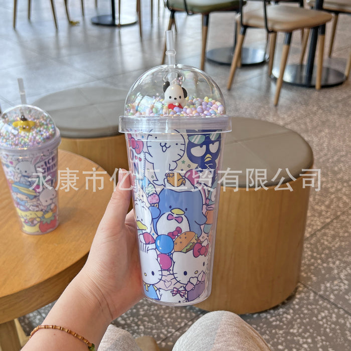Wholesale Cartoon Pattern Double Layer Sequin Plastic Cup (S) JDC-CUP-Yihui002