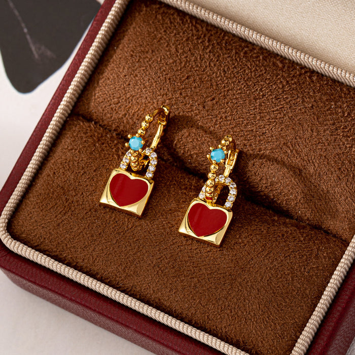 Wholesale 3D vintage black heart-shaped pearl earrings