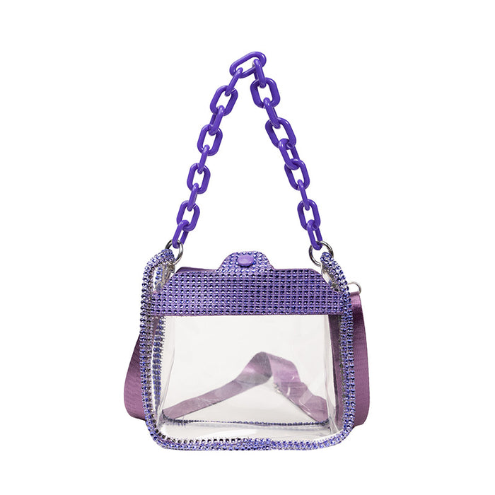Wholesale Trendy Diamond Pattern PVC Chain Bag Small Purse