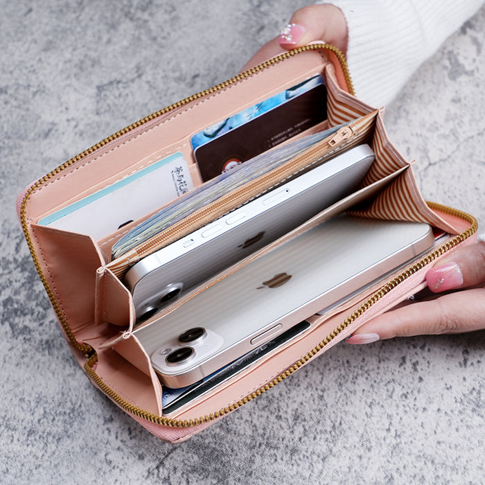 Wholesale Embroidery Long Wallet for Women PU Leather Zip Around Multifunctional Wallet Fashion Accessory Gift
