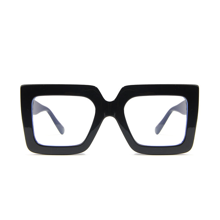 Wholesale Square anti blue light glasses, retro high-end flat light glasses, thick edged glasses frame