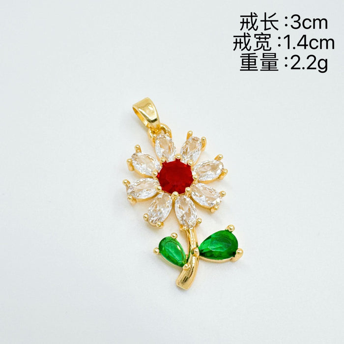 Wholesale Flower Pendant Necklace Gold Plated Copper Rhinestone Jewelry Accessory