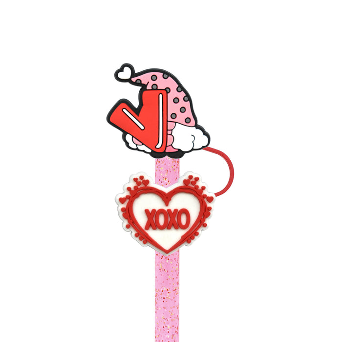 Wholesale 10mm Valentine's Day 10mm Cartoon 100pcs PVC Cartoon Straw Cap JDC-SCR-RYY004