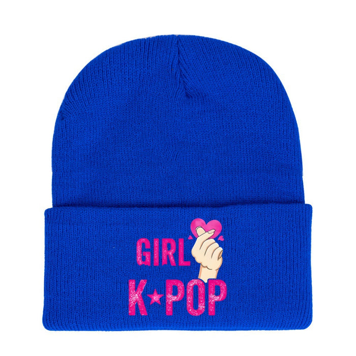 Wholesale Kpop style cartoon knitted hat beanie outdoor warm hat