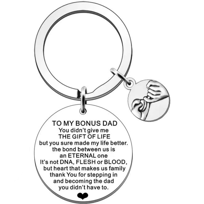 Wholesale Father's Day Mother's Day Round Engraved Stainless Steel Keychain JDC-KC-HuiWen021