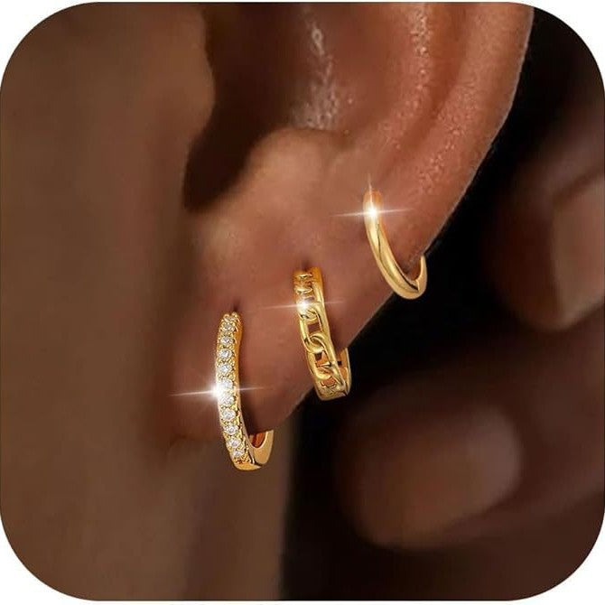 Wholesale Hot selling minimalist classic micro embedded zircon round ear buckle set with niche design earrings