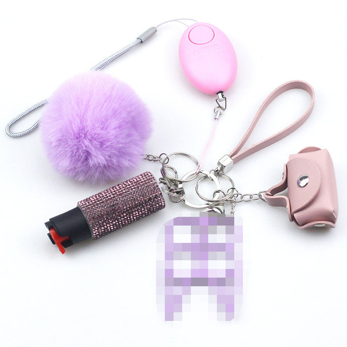 Wholesale Leather Pom Pom 5 Piece Keychain Set JDC-KC-TouMS044