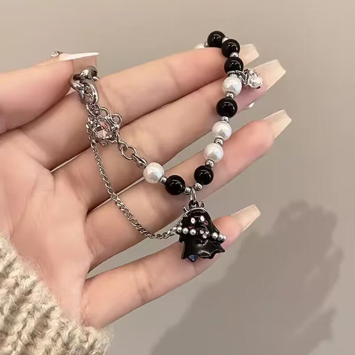 Wholesale Black cross ring, niche tassel double ring ring