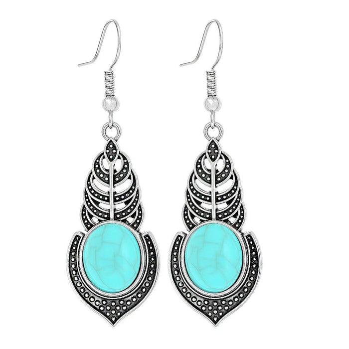 Wholesale Beach Vacation Geometric Alloy Earrings with Turquoise Acrylic Fashion Jewelry MOQ≥2