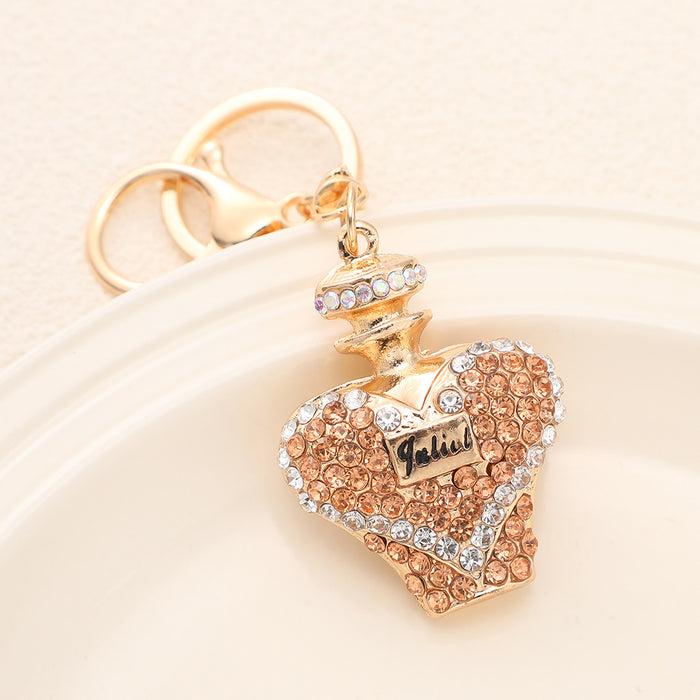 Wholesale Crystal Perfume Bottle Keychain Zinc Alloy Purple Car Key Accessory MOQ≥2